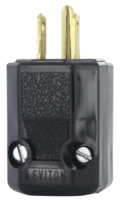 Product image for Leviton 5266-N 125 Volt 15 Amp 2-Pole 3-Wire NEMA 5-15P Black Nylon Grounding Straight Blade Plug