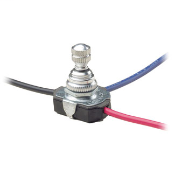 Rotary single pole switch. 2 circuit 4 position. 6A-125V T, 3A-250V. Round male bushing 3/8-27 by 13/32 inch long thread. Three, (6) inch black, red and blue leads, 18AWG AWM TEW 105C 600 V plastic, free ends stripped 3/4 inch.