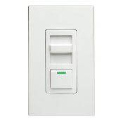 5 Amp, 120 Volt AC 60Hz, Single-Pole, IllumaTech Full Range Preset Electro-Mechanical, Slide Fan Speed Control, LED Locator Light - White face assembled on device. Ivory and Almond color change kits included.