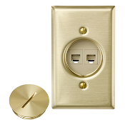 QuickPort Floor Jack Assembly, 6P6C x 6P6C. Assembly includes wallplate, insert, jacks, and screw cap.
