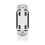 4-Port USB Charger, 4.2 Amp, 25W, 125V, White