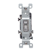 Product image for Leviton 1463-LHC 120 VAC 15 Amp 1/2 Hp 3-Way Clear Thermoplastic Grounding Lighted Handle Illuminated Toggle Quiet Switch