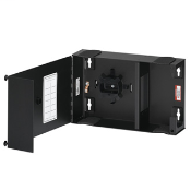 Small Wall-Mount SDX Enclosure, empty, with solid metal door and lock/key. Accepts up to (2) SDX adapter plates or (2) SDX MTP cassettes (sold separately).