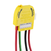 20 Amp, 347V AC Max, Wiring Module for Lev-Lok 3-Way Toggle Switches, Stranded Wire Leads #12, Black-Red-Red-Green, 6" Solid Wire Leads - YELLOW