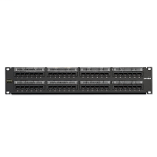 Cat 5e Flat 110-Style Patch Panel, 48-Port, 2RU, Magnifying Lens Holder