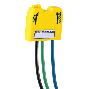20 Amp, 347V MAX, Single Pole 3W, Right Angle Wiring Module for Lev- Lok Single Pole Switches, 6" Solid #12 THHN Wire Leads, (1) Black (Line), (1) Blue (Load), (1) Green (Ground) - YELLOW