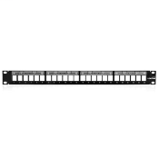 QuickPort Patch Panel with Magnifying Lens Label Holder, 24-Port, 1RU. Cable Management bar included.