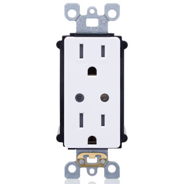 LevNet RF Split Duplex TR Receptacle with LED Locator, 315MHz, EnOcean, Title 24 compliant, ASHRAE 90.1 compliant