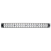 QuickPort 48 Port 1RU High Density Patch Panel, black. Cable management bar (49005-DMB) and port ID label kit included.