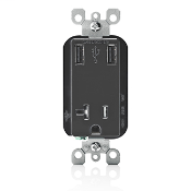 Product image for LEV T5830-E 20A USB RECEPTACLE