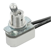 Toggle switch, single pole-single throw, 6A-125V,3A-125V-L,3A-250V; Round male bushing 15/32-32 by 9/16 inch long.