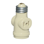660 Watt-125V Lampholder-15 Amp-125V Outlets. 2 Pole, 3 Wire; Keyless lampholder and 2 Outlets. Ivory.