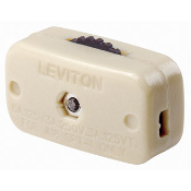 6A-125V 3A-125VT 3A-250V; FEED-THRU; Single pole, on-off, rotary switch. For SPT-1 wire only. Ivory switch/Brown wheel