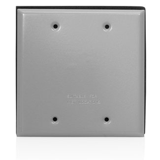 Two Gang Die-Cast Weatherproof Blank Cover, Includes Weatherproof Gasket and Mounting Screws - GRAY
