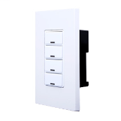 Omni-Bus Decora Low Voltage Switch, NEMA Form Factor, 4 Button, RJ45 Connectors for Omni-Bus, Color: White.