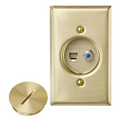 QuickPort Floor Jack Assembly, 6P6C x F connector. Assembly includes wallplate, insert, jacks, and screw cap.