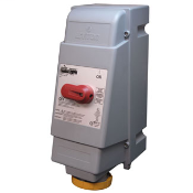 60 AMP 120VAC 2-Pole, 3-Wire Down-Facing Non-Fused Mechanical Interlock, Enclosure Type 3R, 4X, 12K; IP67 Watertight Pin And Sleeve IEC 309 Configuration, Hub Sold Separately (See Leviton Cat Number HUB-xxx)