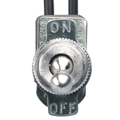 Toggle Switch, single pole-single throw; 6A-125VAC, 3A-125VAC-L, 3A-250VAC; Round male bushing 15/32-32 by 1/4 inch long thread, keyway.