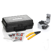 FastCAM Connector Opt-X Tool Kit Consisting of: Opt-X Fiber Cleaver, 900/250μm Buffer Removal Tool, Lint-Free Wipes, and Alcohol Moistened Cleaning Wipes.