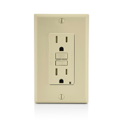 Product image for Leviton X7599-I 15A 125V Tamper-Resistant SmartlockPro GFCI Receptacle, Back and Side Wired - Ivory