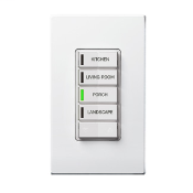 Vizia RF + 4-Button Zone Controller for Multi-Location Control with IR Remote Capability. White face assembled on device, ivory and light almond faces included.