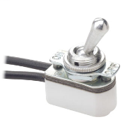Toggle switch, single pole, on-off. 8A-125V; With two black leads - 16 AWG AWM 105C 600V, 6 inches long, strip 3/4 inch.