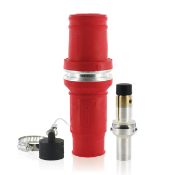 Rhino-Hide 49 Series Single Pole Male Connector (Contact, Insulator, & Dust Cap), Industrial Grade, Crimped, 313 MCM Cable, 1000 Volt, 636 Amp Max - RED