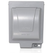 Two Gang Extra-Duty Outlet Box Hood (While-In-Use Cover) Vertical Device Mount Device Mount, Die-Cast Aluminum, Includes Inserts for Single, Duplex and Decora/GFCI Receptacles, Also Includes Pre-Installed Weatherproof Gasket - Gray