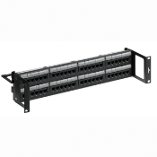 Cat 6 Universal Recessed Patch Panel, 48-Port, 2RU. Cable management bar included.