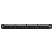 Cat 6 Flat 110-Style Patch Panel, 24-Port, 1RU, Magnifying Lens Holder