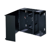 Product image for Leviton 5W310-N 14 x 5.25 x 12 Inch Powder Coated Black 16 Gauge Steel Medium Wall Mount Unloaded Fiber Optic Enclosure