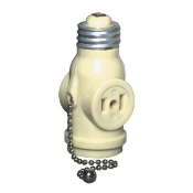 660 Watt, 125 Volt, AC 2-Pole, 2-Wire Max. Total. Pull chain lampholder and 2 outlets. Pull chain controls lamp socket ONLY. Outlet continuously live. Ivory