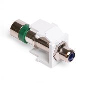 RCA Compression QuickPort Connector, Blue Barrel, White Housing