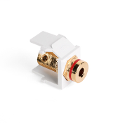 Banana Jack QuickPort Connector, Gold-Plated, Red Stripe, White Housing