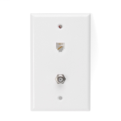 Standard Telephone Wall Jack, 6P4C x F, Screw Terminals, White