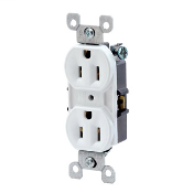 Leviton 5248-WCP 15 Amp 125 Volt NEMA 5-15R 2-Pole 3 Wire Straight Blade Residential Grade with Ears White Duplex Receptacle Leviton 5248-WCP 15 Amp 125 Volt NEMA 5-15R 2-Pole 3 Wire Straight Blade Residential Grade with Ears White Duplex Receptacle