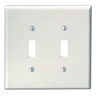 2-Gang Toggle Device Switch Wallplate, Midway Size, Thermoset, Device Mount - White
