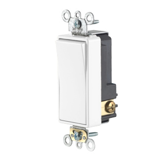 3 Amp, 24 Volt AC/DC, Switch Decora Plus Quiet Rocker, Low Voltage Single Pole, Commercial Grade, Side and Back Wired, 10-Year Limited Warranty - WHITE