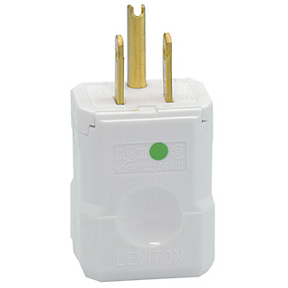 15 Amp, 125 Volt, NEMA 5-15P, 2P, 3W, Plug, Straight Blade, Hospital Grade, Grounding, Python - White
