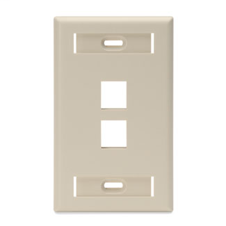 Single-Gang QuickPort Wallplate with ID Windows, 2-Port, Ivory