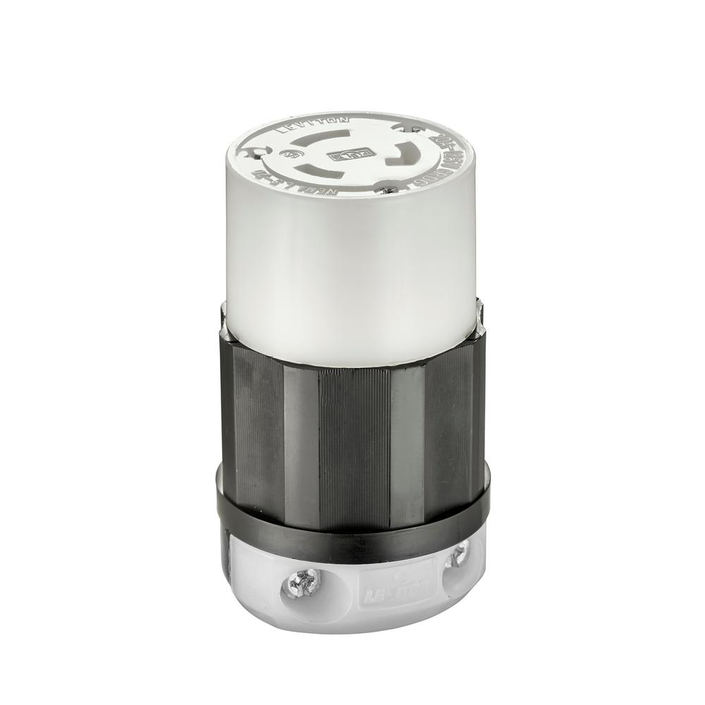 Locking Connector, 20 Amp, 125 Volt, Industrial Grade - Black & White
