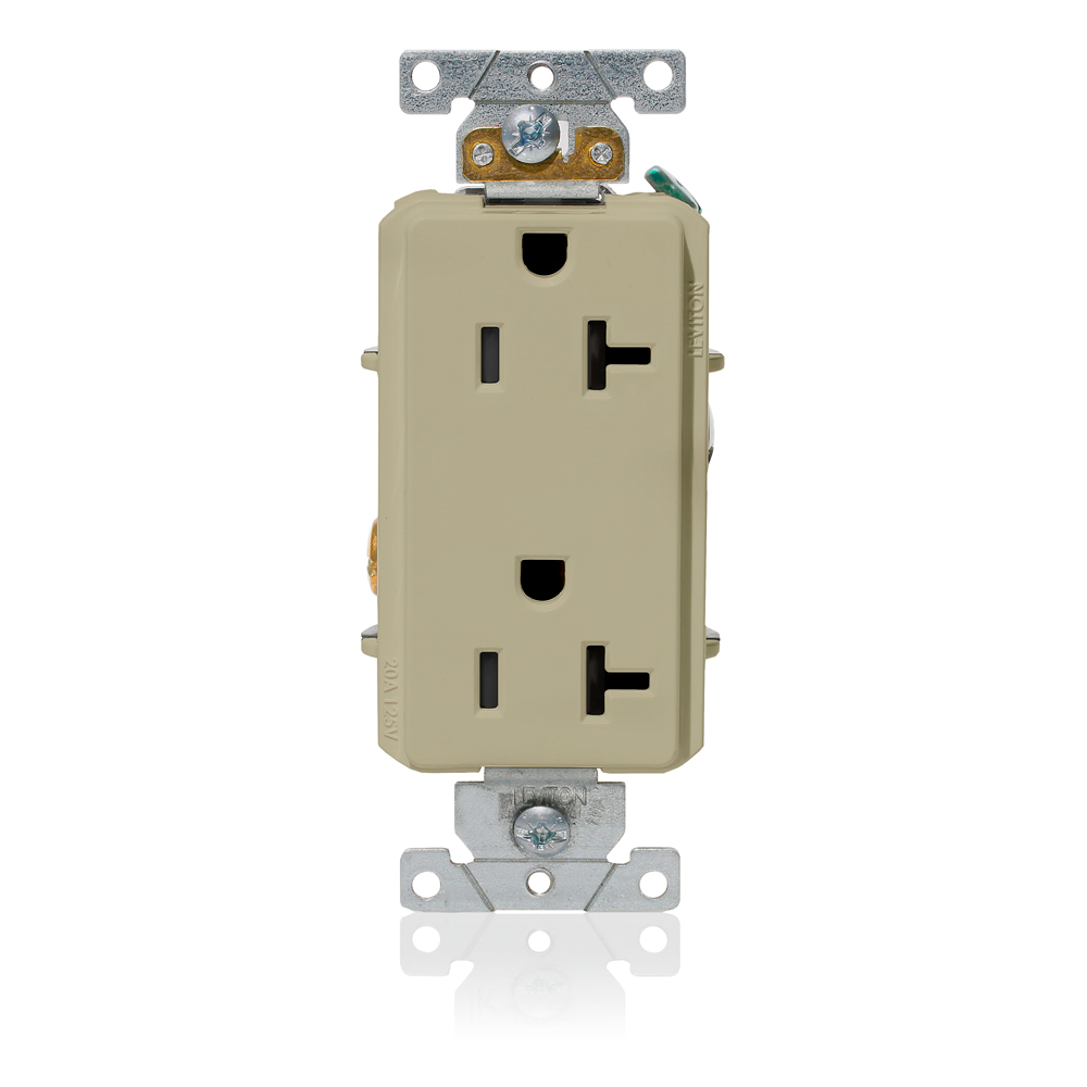 Leviton 16342-I 125 Volt 20 Amp 2-Pole 3-Wire NEMA 5-20R 1 Hp Ivory Thermoplastic Nylon Straight Blade Duplex Receptacle Leviton 16342-I 125 Volt 20 Amp 2-Pole 3-Wire NEMA 5-20R 1 Hp Ivory Thermoplastic Nylon Straight Blade Duplex Receptacle