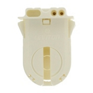 Fluorescent lampholder, medium bi-pin, 660w-600v, turn type with lamp lock, wide wings for snap in or slide on mount, body marked with UL and CSA, without locator post, with internal shunt, cover has "S" molded on back. Packaged 1/polybag, 5/carton.