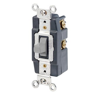20 Amp, 120/277 Volt, Toggle Double-Throw Ctr-OFF Momentary Contact Single-Pole AC Quiet Switch, Industrial Grade, Grounding, Back & Side Wired, - Gray 20 Amp, 120/277 Volt, Toggle Double-Throw Ctr-OFF Momentary Contact Single-Pole AC Quiet Switch, Industrial Grade, Grounding, Back & Side Wired, - Gray