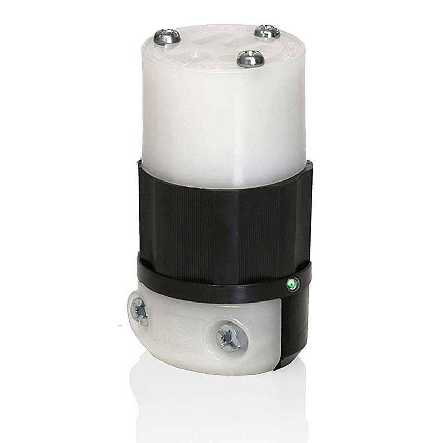 15 Amp, 125 Volt, NEMA 5-15R, 2P, 3W, Connector, Straight Blade, Industrial Grade, Grounding, Power Indication - BLACK-WHITE