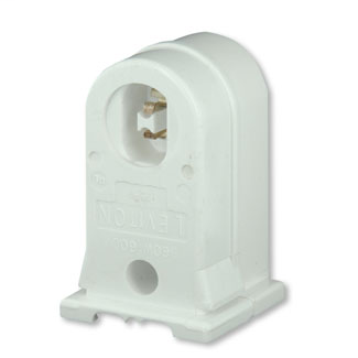 High-Output Base, Double Contact Vert., Standard Fluorescent Lampholder, Pedestal, Slide-On, Stationary, For Power Grove and Jacketed Lamps, Quickwire 18AWG Solid or Str Tinned - White For Power Grove and Jacketed Lamps