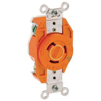 Leviton 2310-IG 125 Volt 20 Amp 2-Pole 3-Wire NEMA L5-20R 1 Hp Orange Resin 357 Flush Mount Locking Receptacle Leviton 2310-IG 125 Volt 20 Amp 2-Pole 3-Wire NEMA L5-20R 1 Hp Orange Resin 357 Flush Mount Locking Receptacle