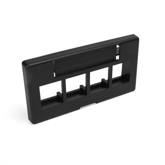 QuickPort Modular Furniture Faceplate, 4-Port, Black