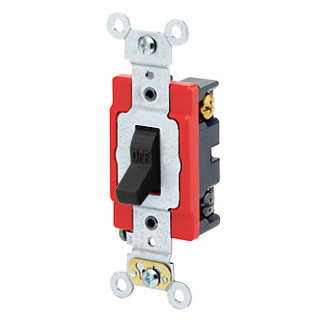20 Amp, 120/277 Volt, Toggle 4-Way AC Quiet Switch, Extra Heavy Duty Spec Grade, Self Grounding, Back & Side Wired - BLACK