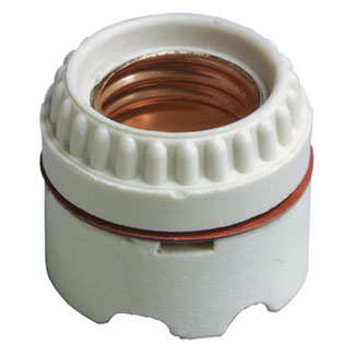 Medium Base, Two-Piece, Keyless, Incandescent, Unglazed Porcelain Lampholder, Ring-Type, Single Circuit, Back Wired, - White